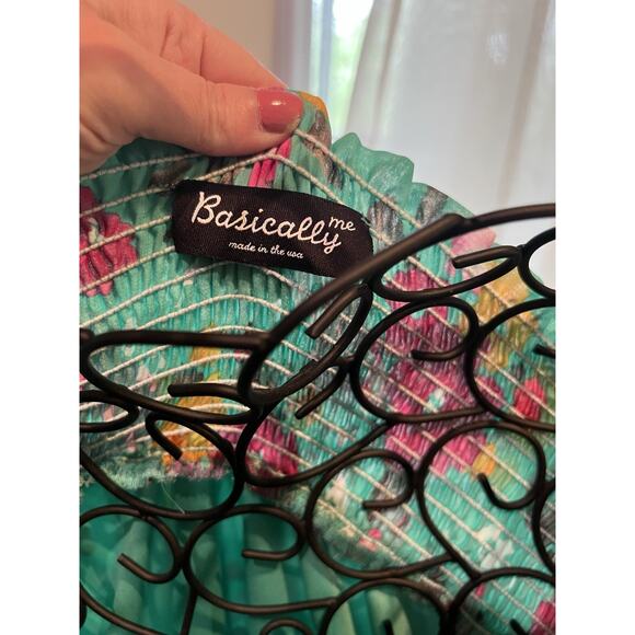 Basically Me Size MED Green Chiffon Floral Off The Shoulder Mini Cottage Fairy - Picture 5 of 8